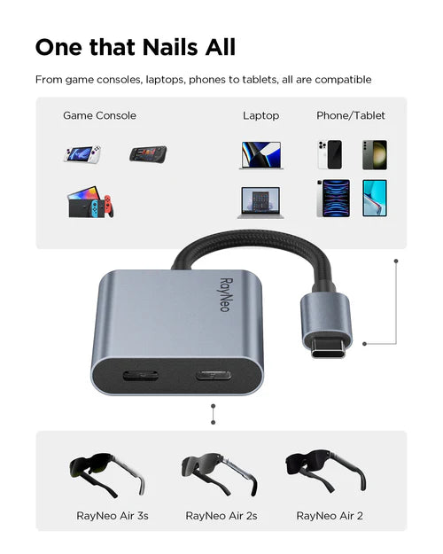 RayNeo USB C To Glasses Charging Adapter