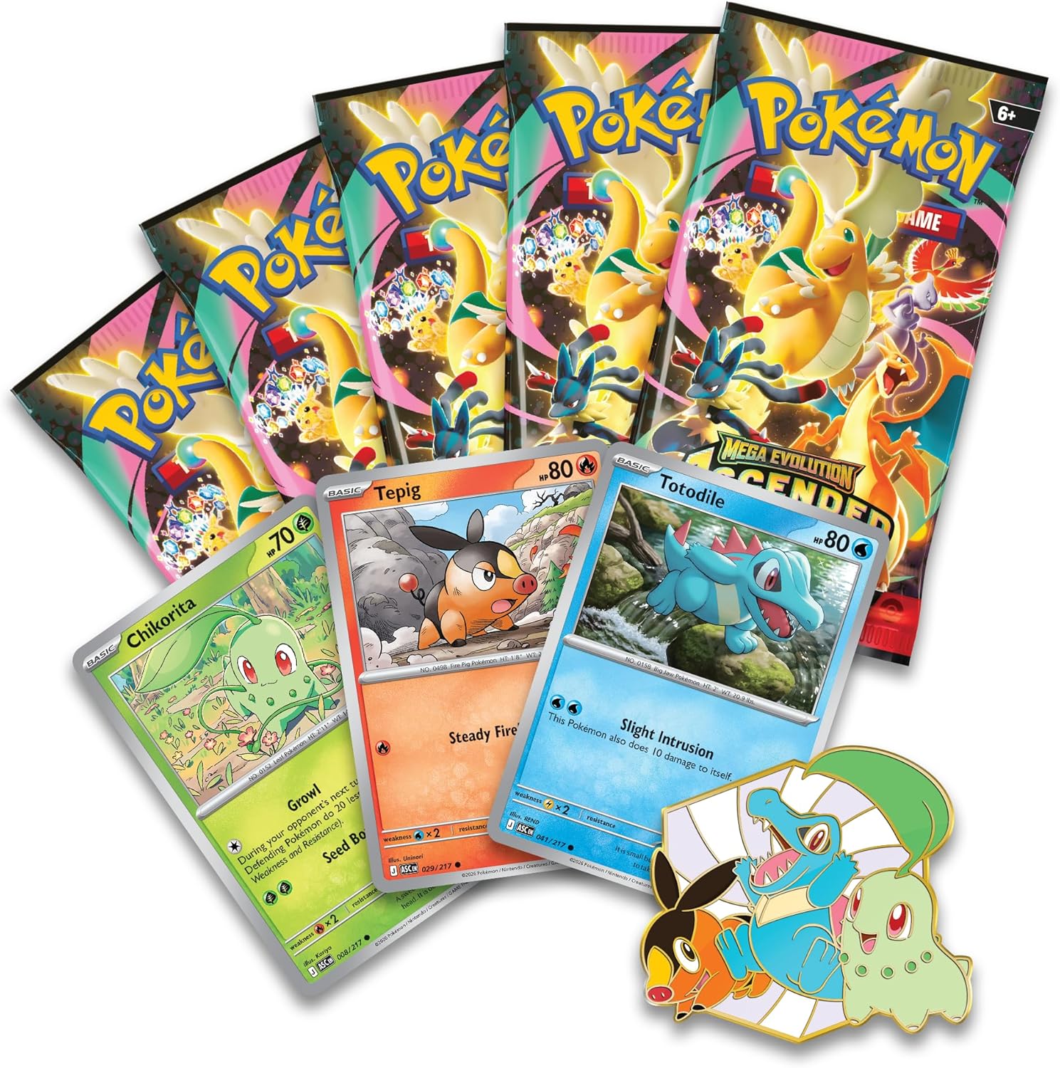 Pokemon TCG Mega Evolution Ascended Heroes First Partners Deluxe Pin Collection (3 Foil Promo Cards, 1 Deluxe Pin & 5 Booster Packs)