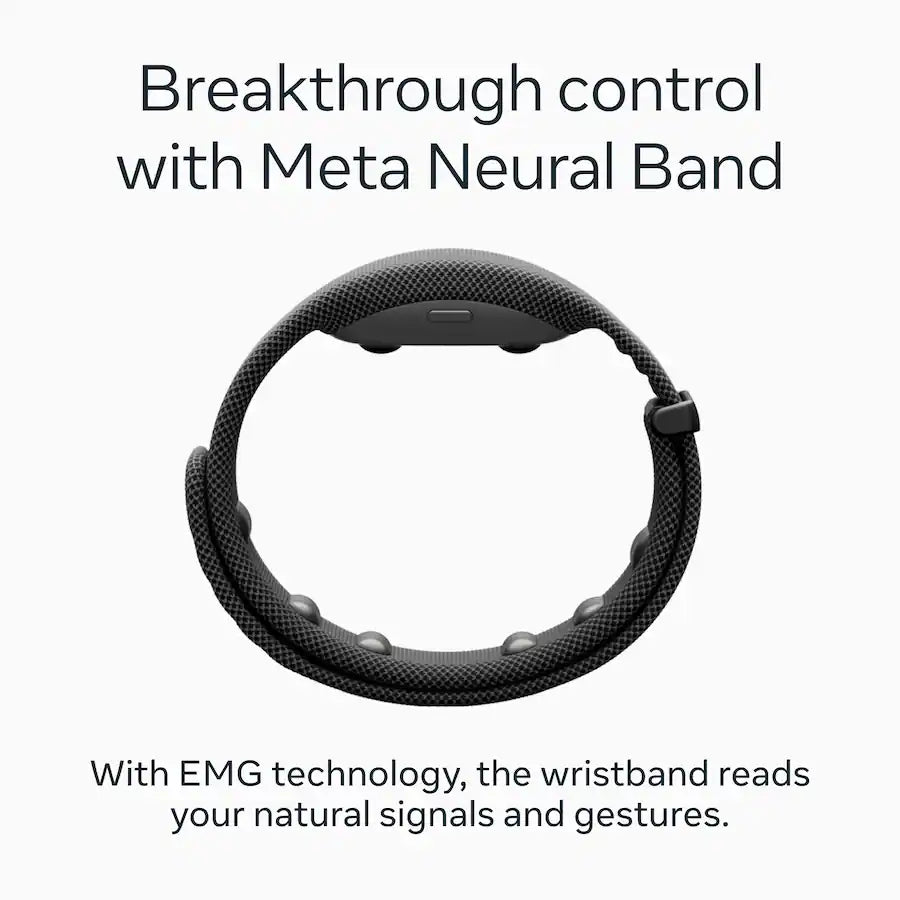 Meta Ray Ban Display & Neural Band AI Glasses With In Lens Display Shiny Frame Standard Band Size 2 Black
