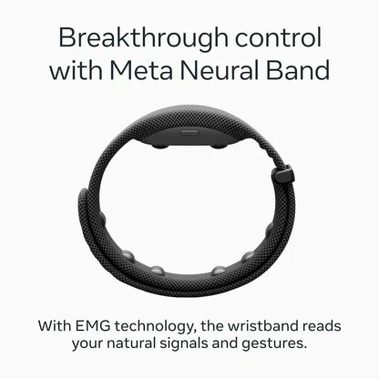 Meta Ray Ban Display & Neural Band AI Glasses With In Lens Display Shiny Frame Standard Band Size 2 Black