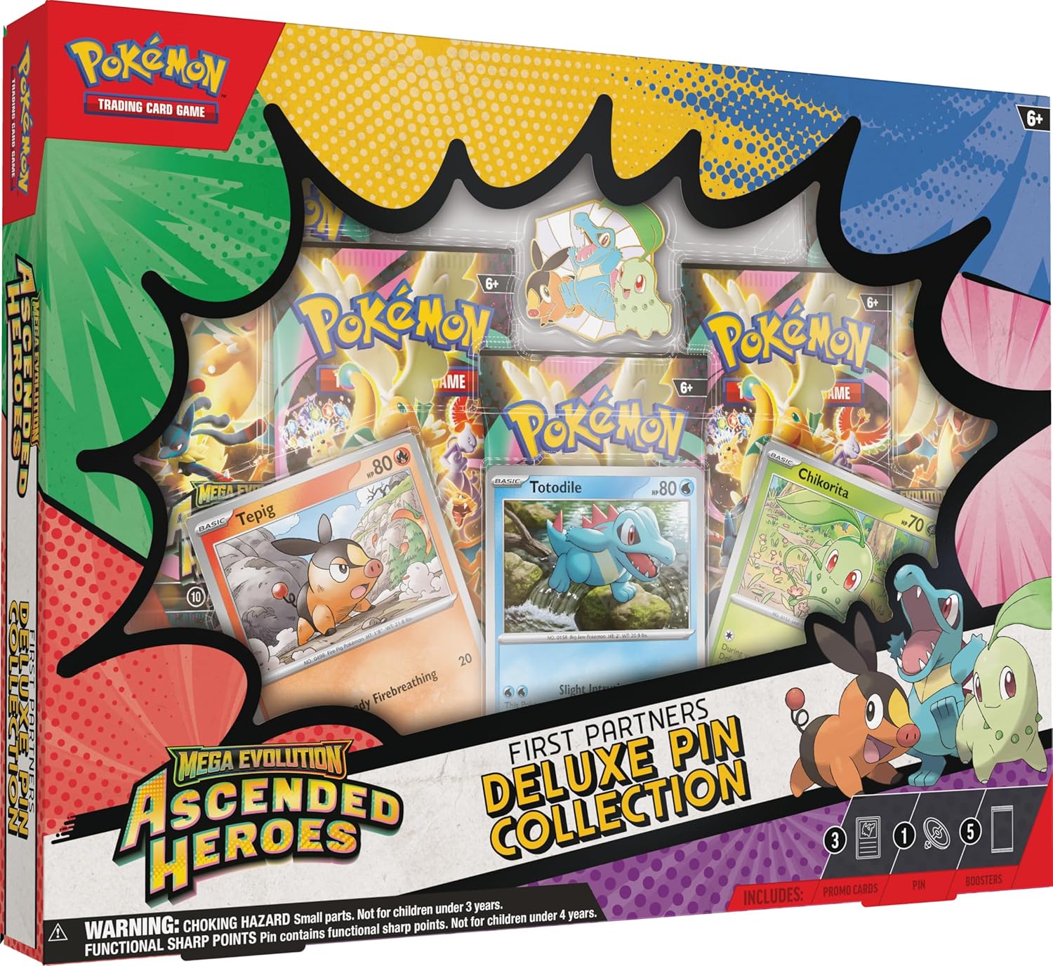 Pokemon TCG Mega Evolution Ascended Heroes First Partners Deluxe Pin Collection (3 Foil Promo Cards, 1 Deluxe Pin & 5 Booster Packs)