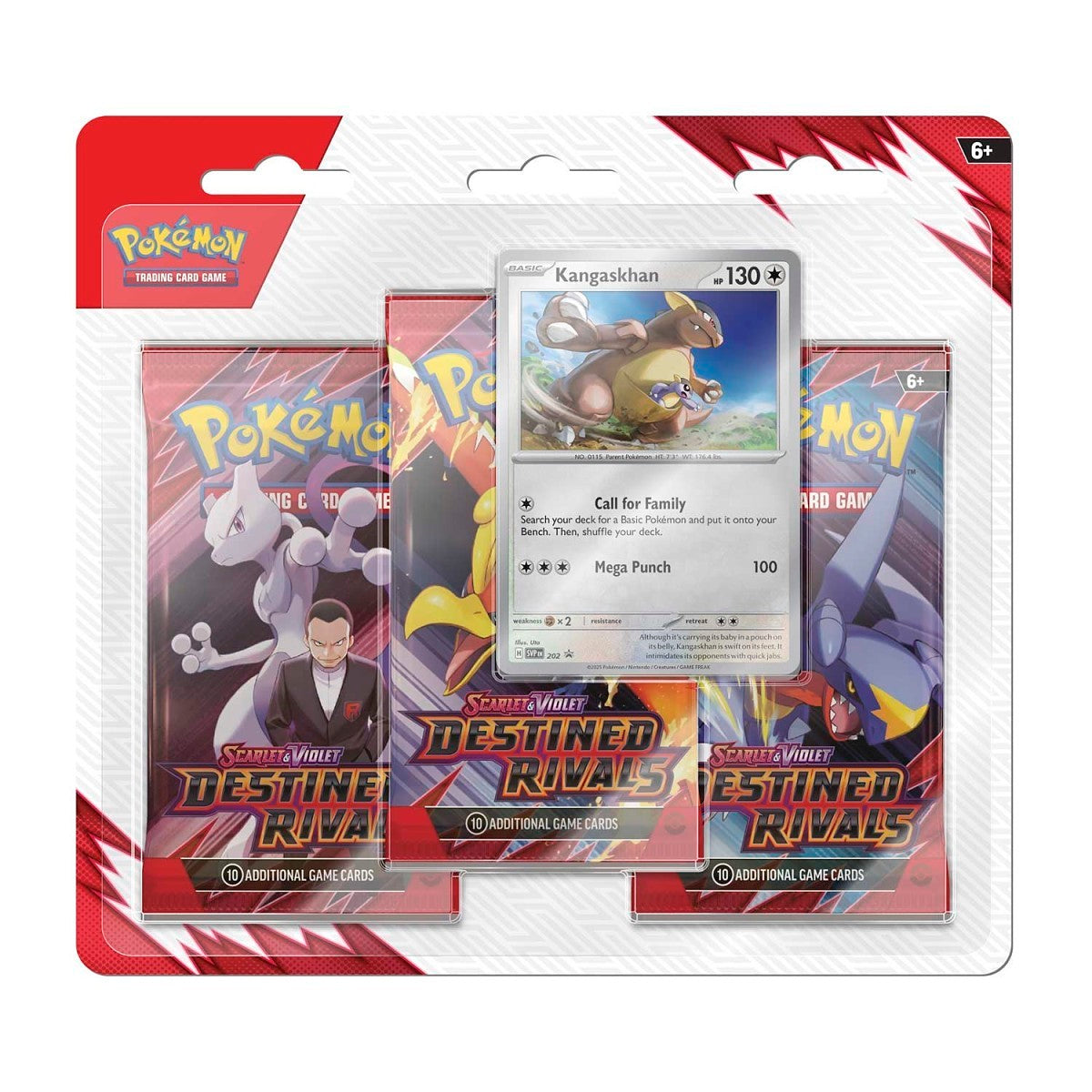 Pokemon TCG Scarlet & Violet Destined Rivals 3 Booster Packs & Kangaskhan Promo Card