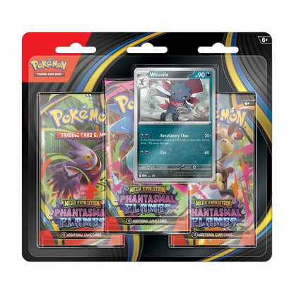 Pokemon TCG Mega Evolution Phantasmal Flames 3 Booster Packs & Weavile Promo Card