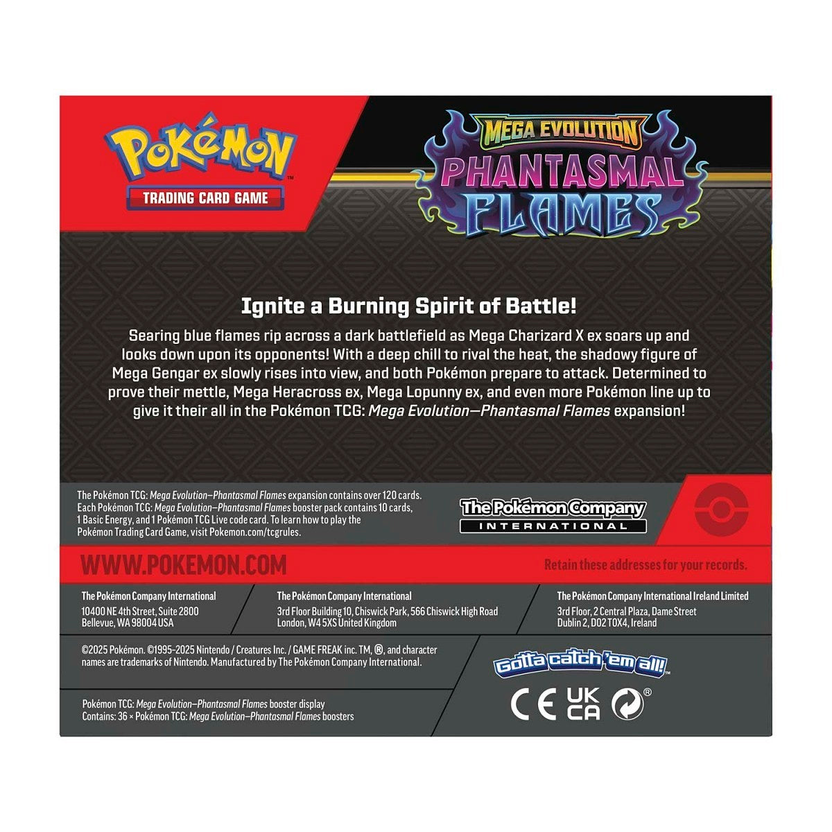 Pokemon TCG Mega Evolution Phantasmal Flames Booster Display Box (36 Packs)
