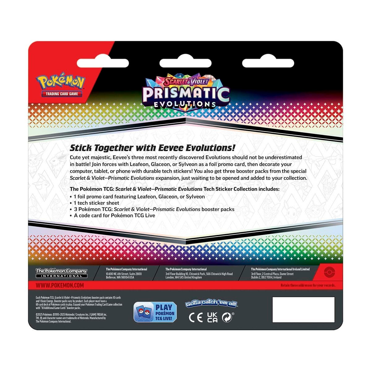 Pokemon TCG  Scarlet & Violet Prismatic Evolutions Tech Sticker Collection (Glaceon)