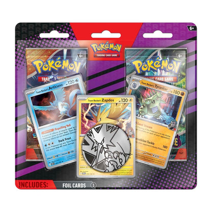 Pokemon TCG 3 Team Rockets Pokemon with 2 Booster Packs & Coin