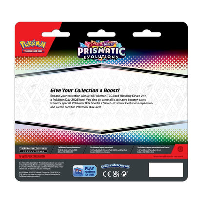 Pokemon TCG Scarlet & Violet Prismatic Evolutions Eevee Card Coin & 2 Booster Packs