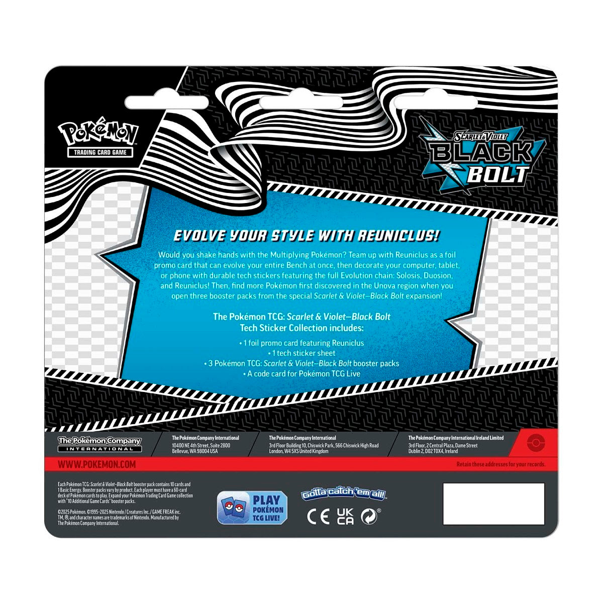 Pokemon TCG Scarlet & Violet Black Bolt Tech Sticker Collection