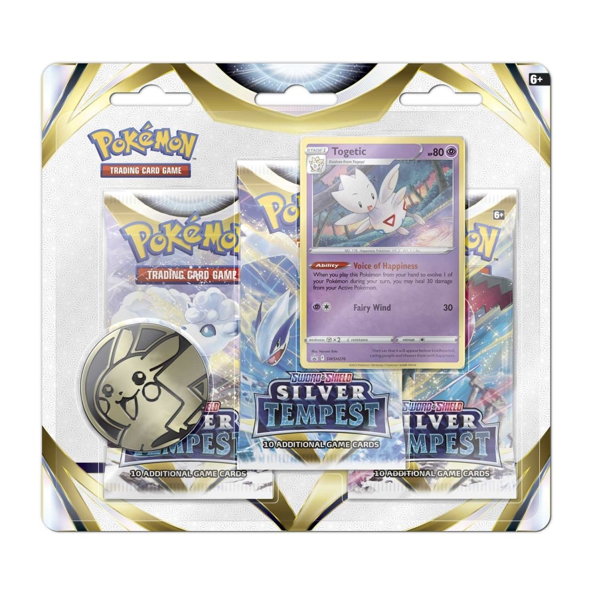 Pokemon TCG Sword & Shield Silver Tempest 3 Booster Packs Coin & Togetic Promo Card