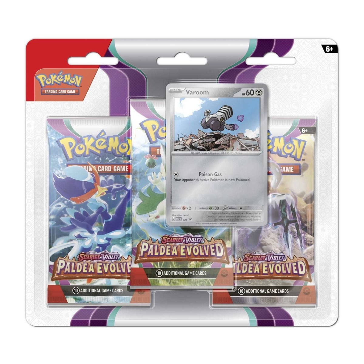 Pokemon TCG Scarlet & Violet Paldea Evolved 3 Booster Packs & Varoom Promo Card