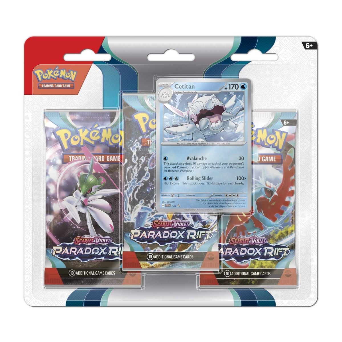 Pokemon TCG Scarlet & Violet Paradox Rift 3 Booster Packs & Cetitan Promo Card
