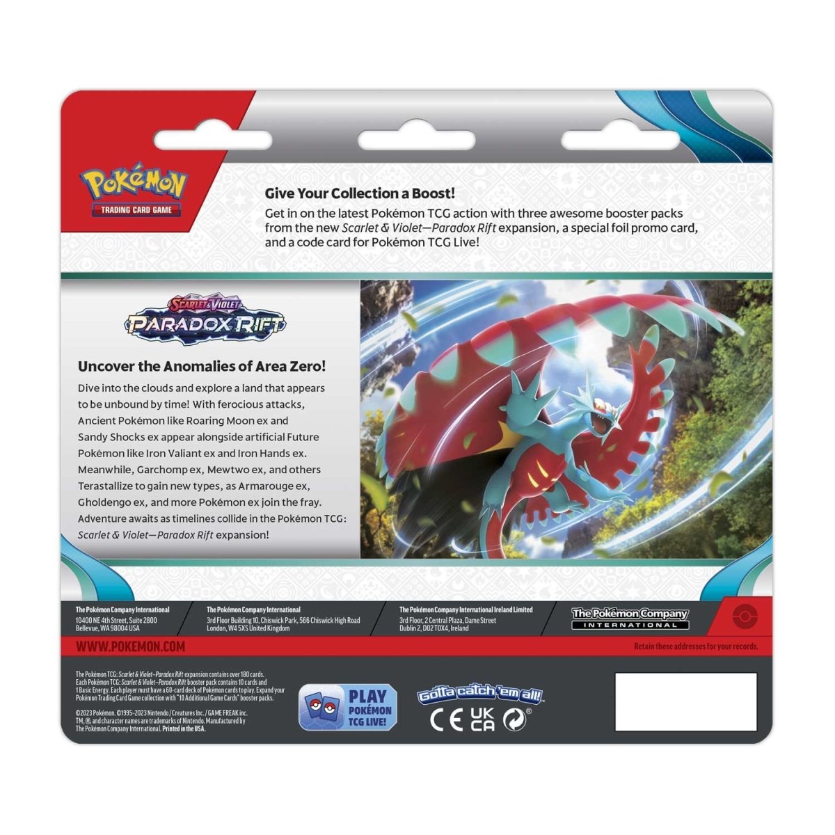Pokemon TCG Scarlet & Violet Paradox Rift 3 Booster Packs & Cetitan Promo Card