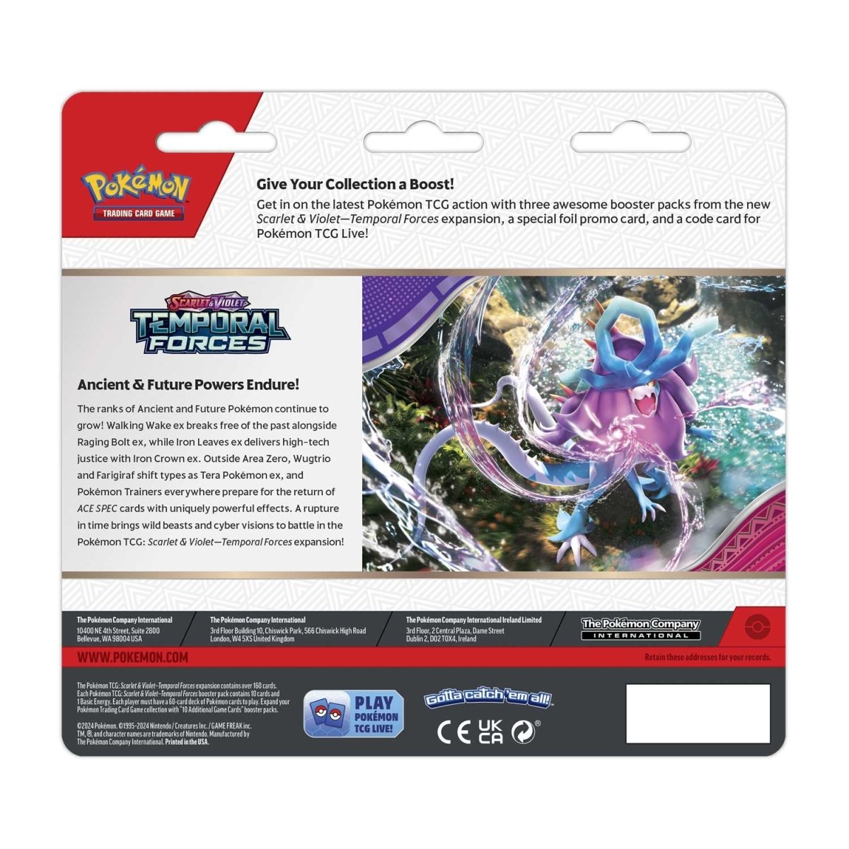 Pokemon TCG Scarlet & Violet Temporal Forces 3 Booster Packs & Cyclizar Promo Card