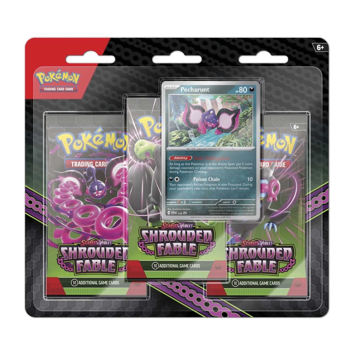 Pokemon TCG Scarlet & Violet Shrouded Fable 3 Booster Packs & Pecharunt Promo Card