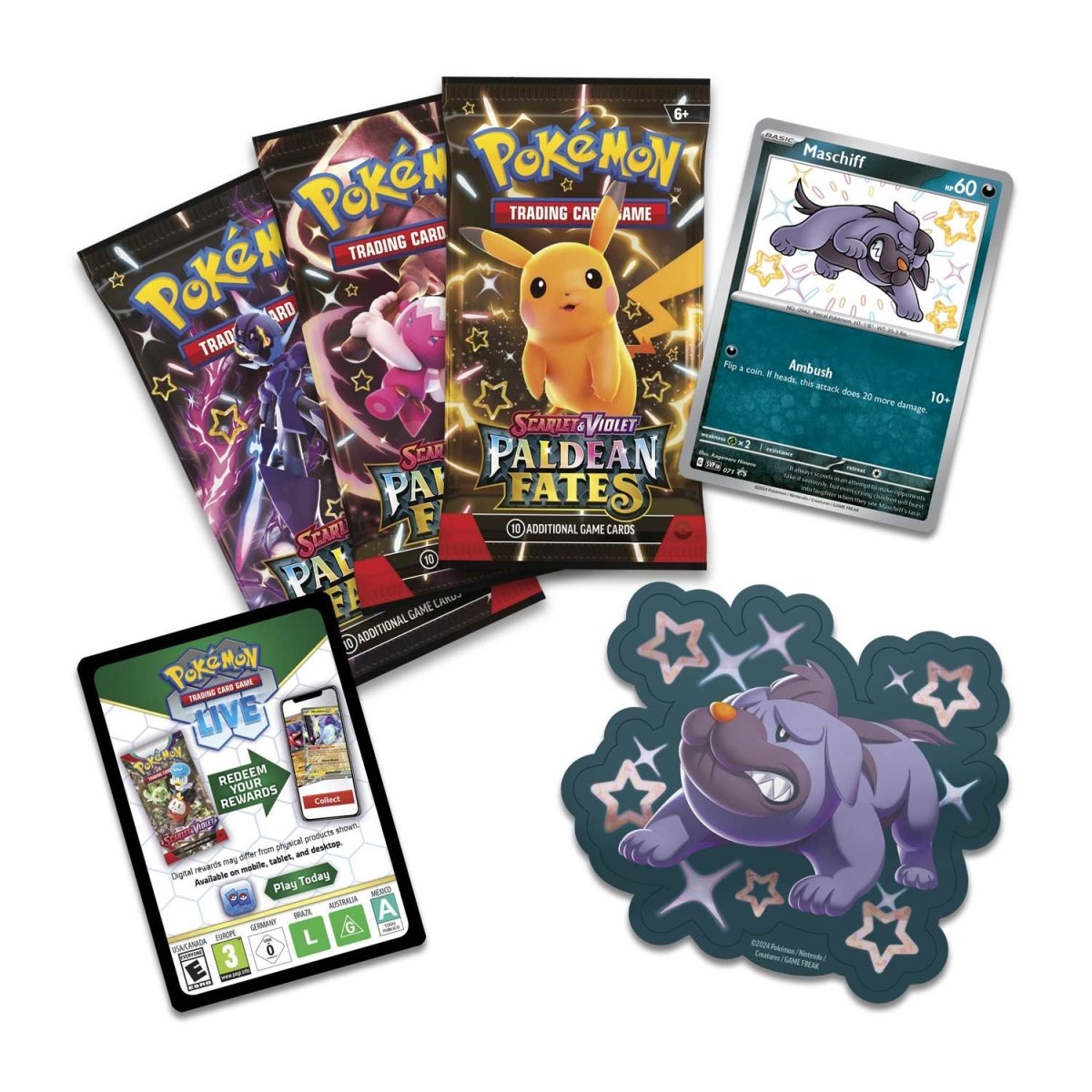 Pokemon TCG: Scarlet & Violet Paldean Fates Tech Sticker Collection (Shiny Maschiff)