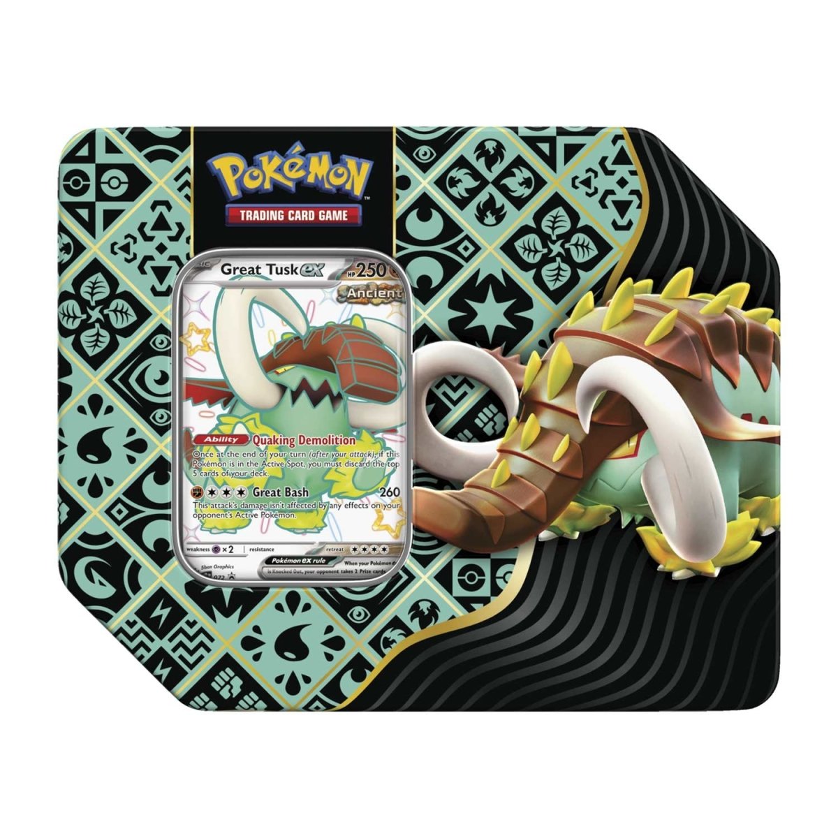 Pokemon TCG Scarlet & Violet Paldean Fates Tin (Shiny Great Tusk ex)