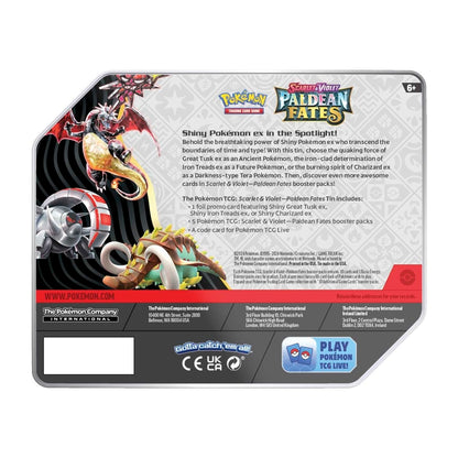Pokemon TCG Scarlet & Violet Paldean Fates Tin (Shiny Great Tusk ex)