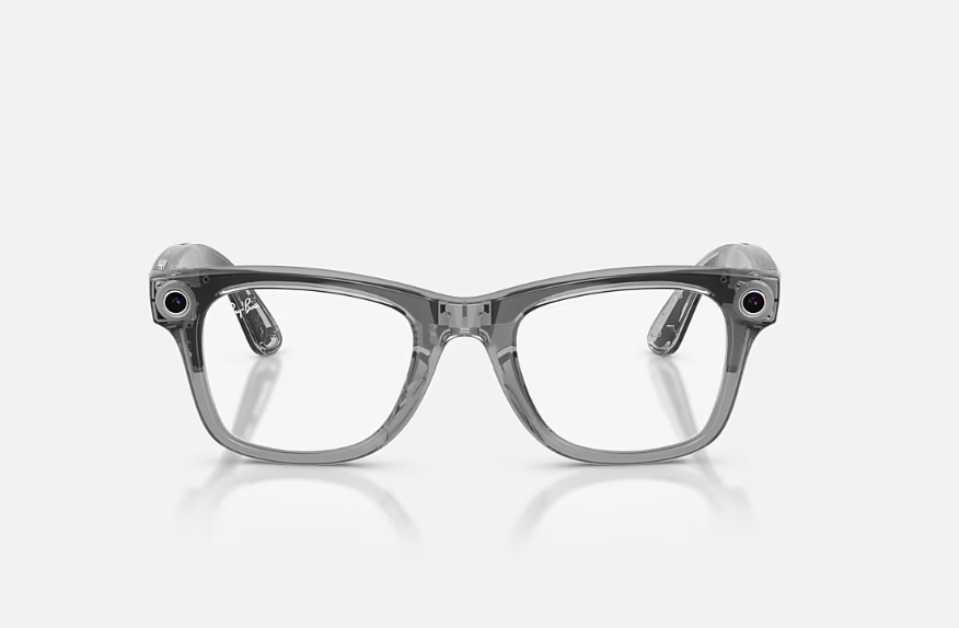 Rayban Meta Wayfarer Gen 2 High Bridge Fit Shiny Transparent Grey Clear/Sapphire Transitions