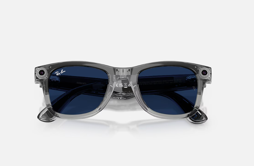 Rayban Meta Wayfarer Gen 2 High Bridge Fit Shiny Transparent Grey Clear/Sapphire Transitions