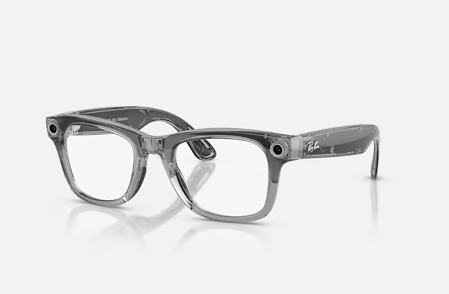 Rayban Meta Wayfarer Gen 2 High Bridge Fit Shiny Transparent Grey Clear/Sapphire Transitions