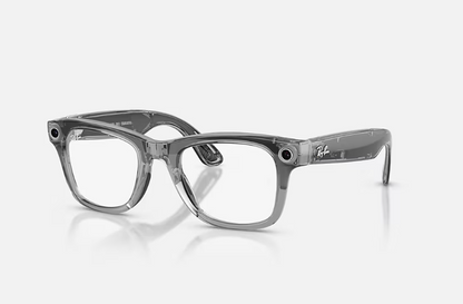 Rayban Meta Wayfarer Gen 2 High Bridge Fit Shiny Transparent Grey Clear/Sapphire Transitions