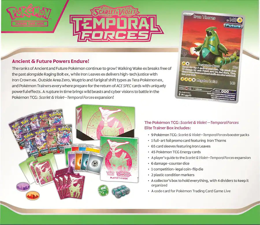Pokemon TCG Scarlet & Violet - Temporal Forces Elite Trainer Box [Iron Leaves]