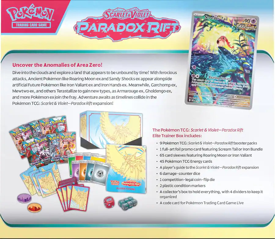 Pokemon TCG Scarlet & Violet Paradox Rift Elite Trainer Box Roaring Moon